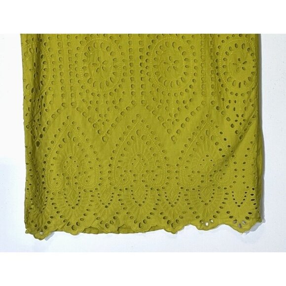 New Vanessa Zani Linen Cotton Lime Eyelet Embroidered Boho Dress - Italy - Picture 7 of 7